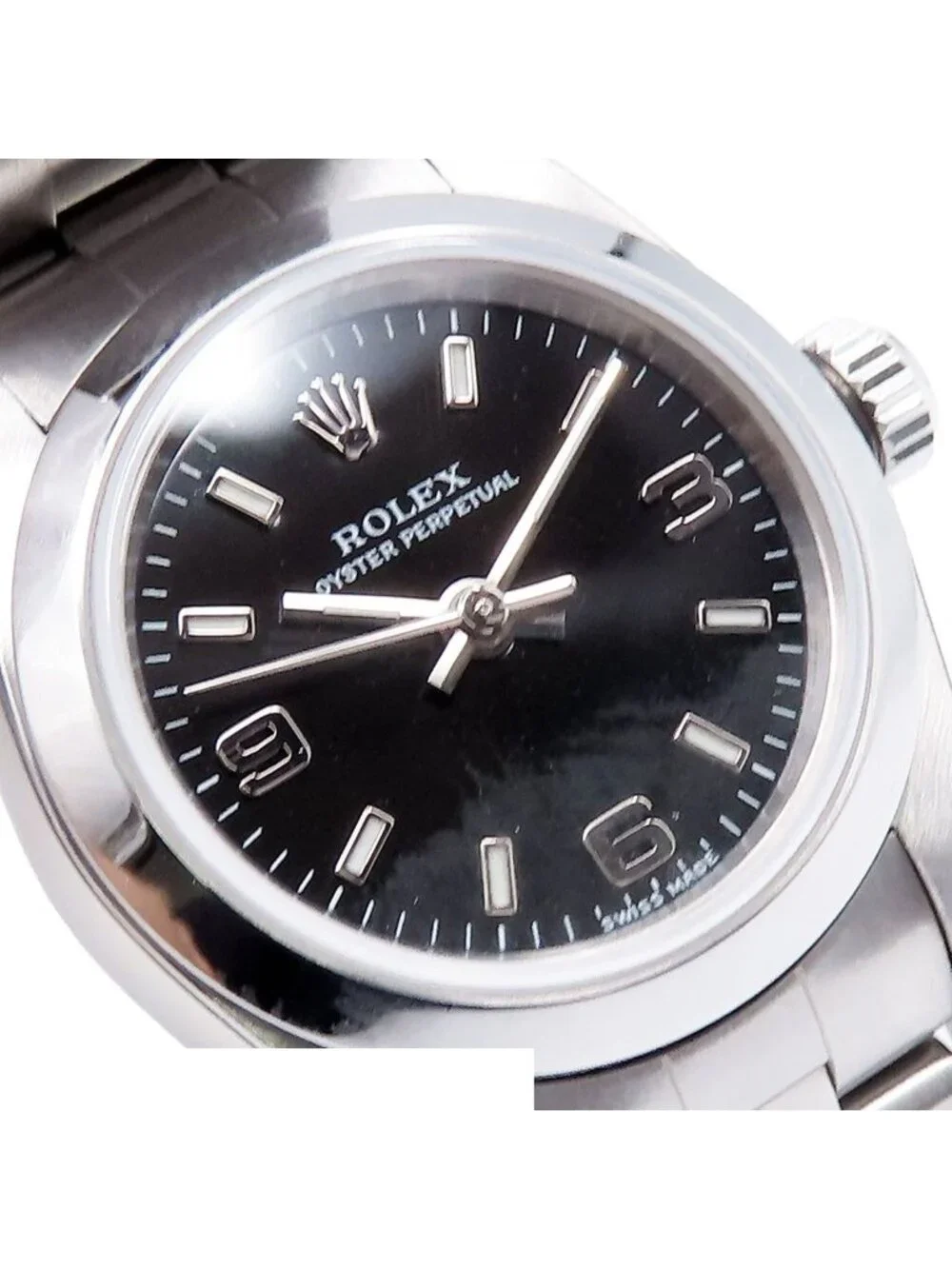 Rolex Oyster Perpetual Black Stainless Steel Oyster Bracelet Watch Automatic